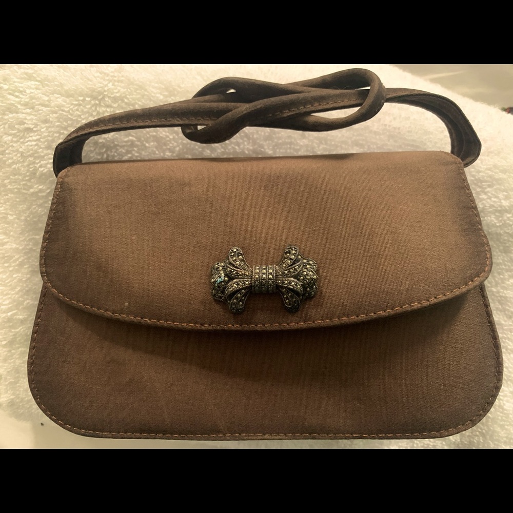 Judith Jack brown satin evening purse